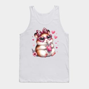 Valentine Mouse Drinking Ice Cream Tank Top